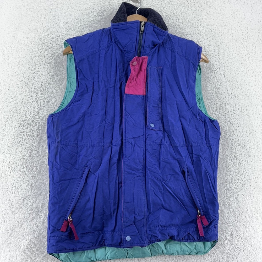Vintage Patagonia Vest Mens Small Blue Purple Teal Puffy Outdoor Zip Retro 90s